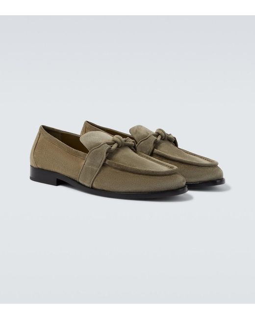 Bottega Veneta Green Astaire Knot Suede Loafers for men