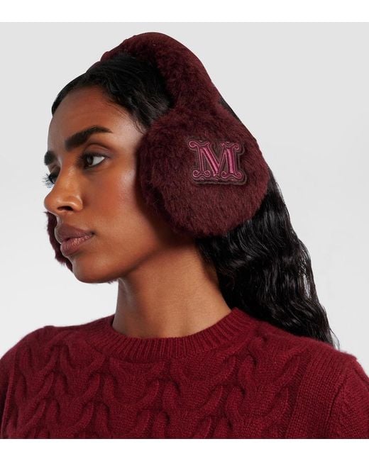 Max Mara Red Alpaca, Wool, And Silk Earmuffs
