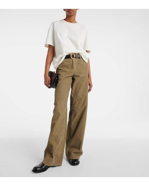 The Row Natural Eglitta Cotton Corduroy Wide-Leg Pants