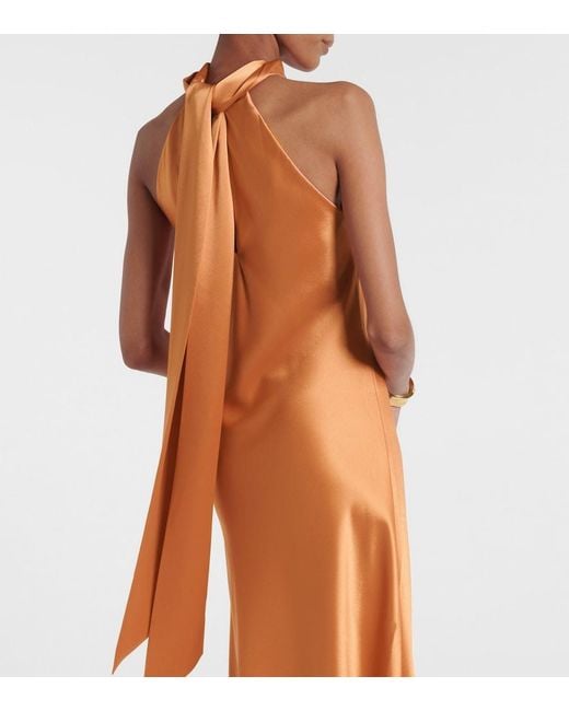 Galvan Orange Midikleid Sienna Aus Satin