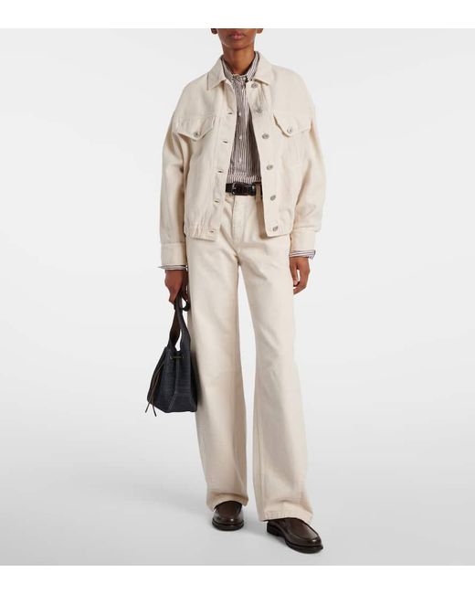 Brunello Cucinelli Natural Jacke Monili Aus Baumwolle Und Leinen