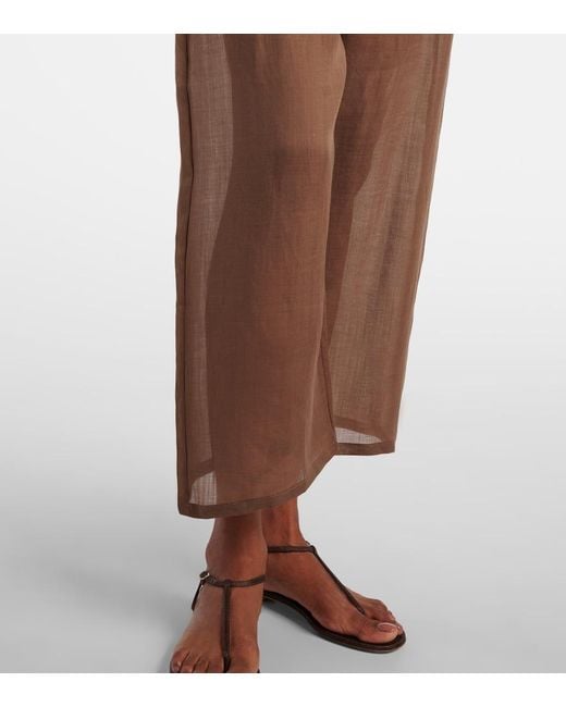 Leset Brown Niko Ramie Cropped Barrel-Leg Pants