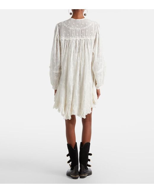 Isabel Marant White Zame Embroidered Cotton And Silk Minidress
