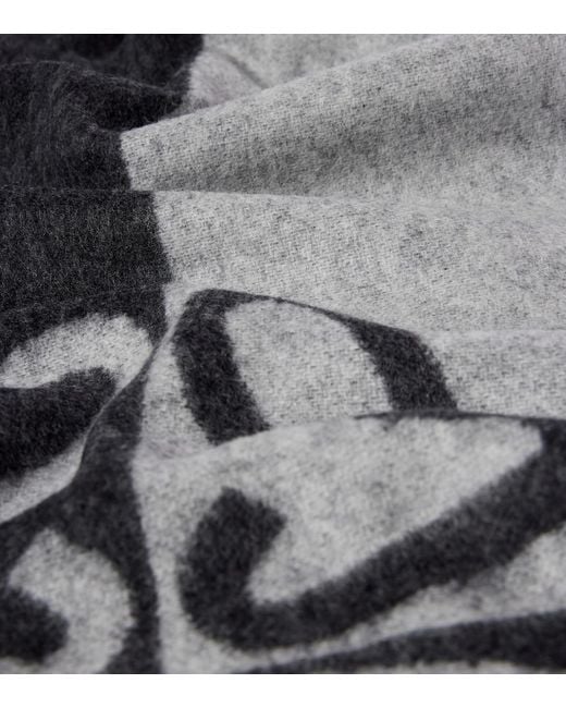 Loewe Gray Anagram Wool And Cashmere Scarf