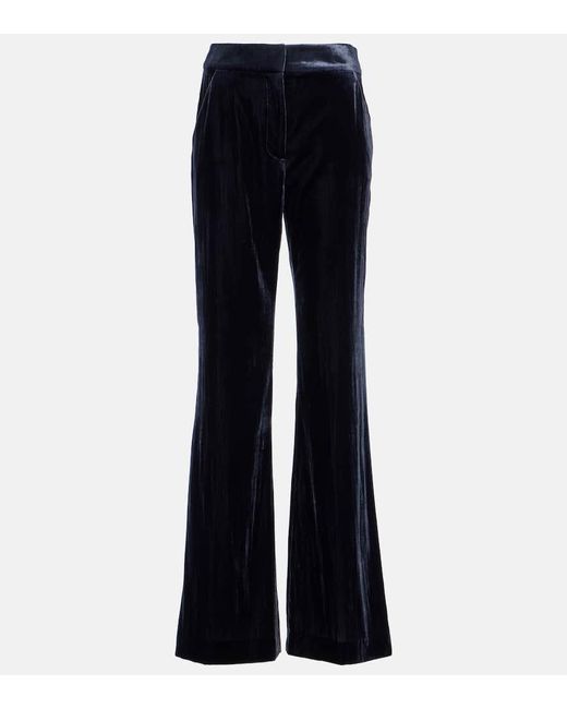 Veronica Beard Blue Lebone Wide-leg Velvet Pants