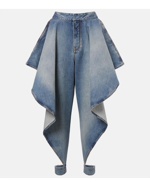 Alaïa Blue Draped Tapered Jeans