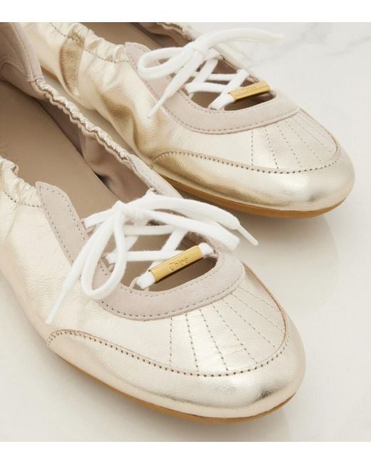 Chloé Natural Kick Metallic Leather Flats