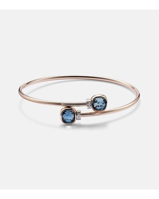Pomellato White Nudo 18Kt Bangle With Topazes And Diamonds