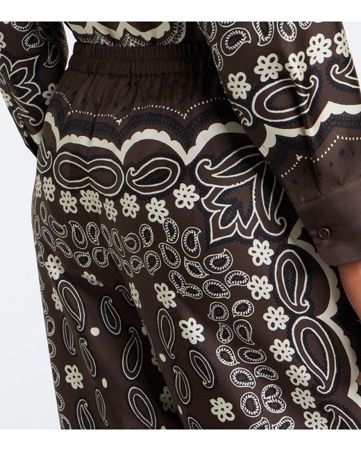 Nili Lotan Black Morgan Printed Silk Twill Wide-Leg Pants