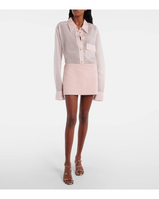 Khaite Pink Jett Suede Miniskirt