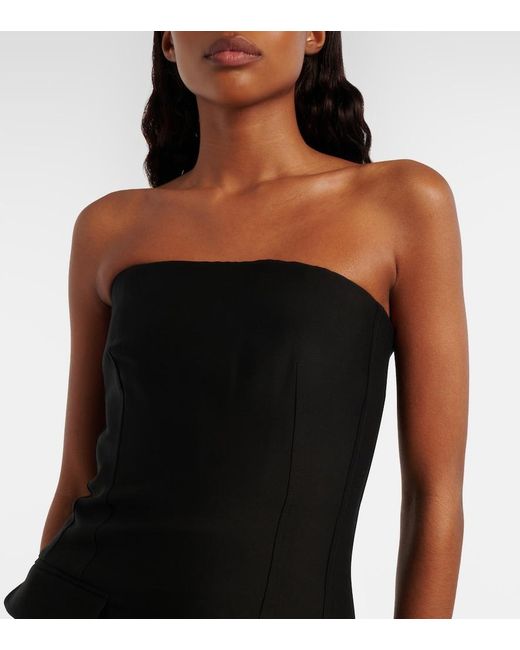 Totême Black Wool And Silk Crepe Top