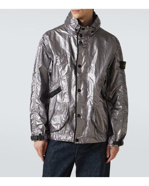 Stone Island Gray Metallic Technical Jacket for men