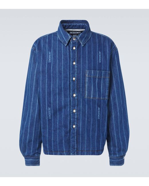 Jacquemus Blue Boulanger Striped Denim Shirt for men