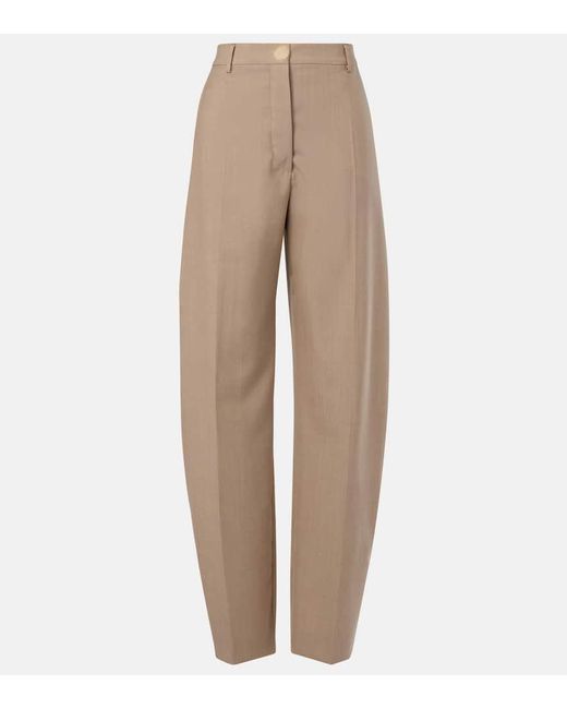 Sportmax Natural Salvo Virgin Wool Wide-Leg Pants
