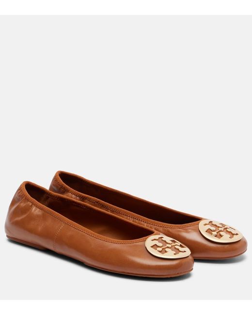 Tory Burch Brown Leather Ballet Flats