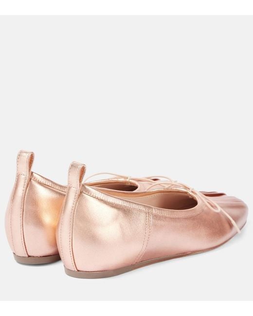 Simone Rocha Pink Classic Pleated Leather Ballet Flats