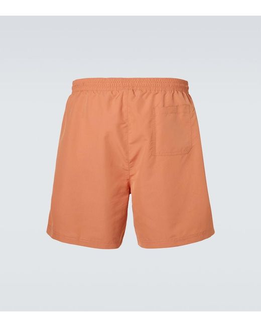 Brunello Cucinelli Orange Logo Swim Trunks for men