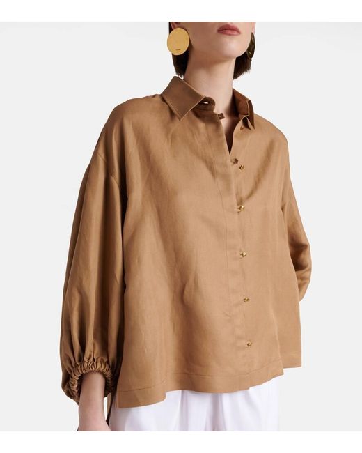 Camisa Rodeo oversized de lino y seda Max Mara de color Brown