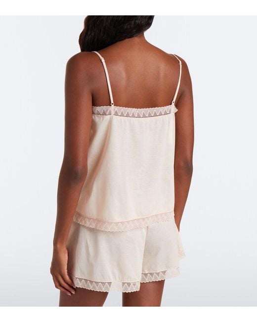 Eres Natural Sensoriel Lace-Trimmed Cotton Camisole