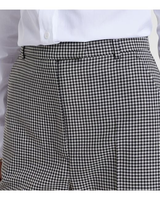 McQueen Gray Gingham Wool Wide-Leg Pants