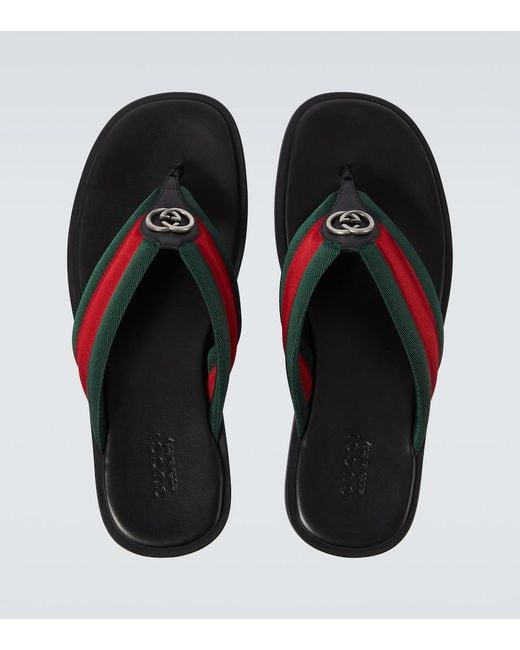 Gucci Blue Gg Web Stripe Slides for men
