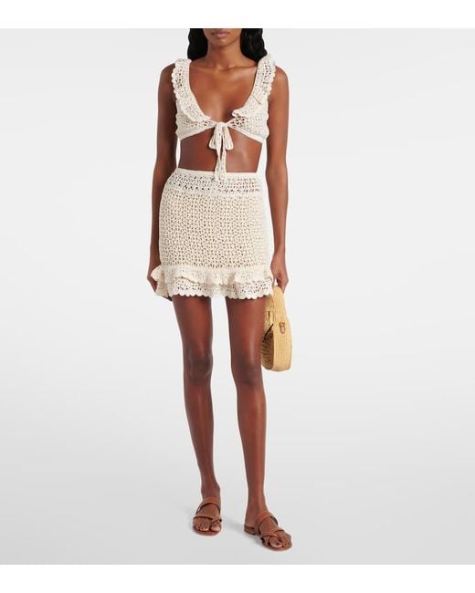 Minifalda Brigitte De Croche De Algodon Anna Kosturova de color Natural
