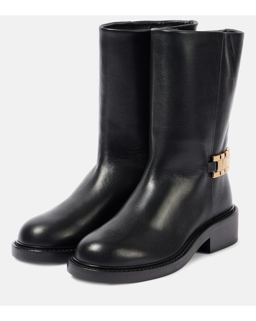 Victoria Beckham Black Leather Ankle Boots