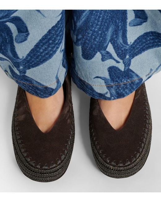 Loewe Black Paula's Ibiza Rio Suede Mary Jane Flats