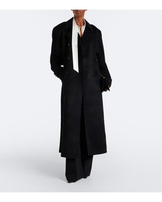 Frankie Shop Black Nikola Padded Wool And Cashmere Trench Coat