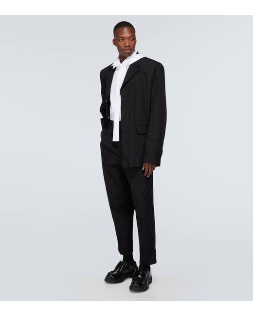 Prada White Tie-neck Cotton Tuxedo Shirt for men