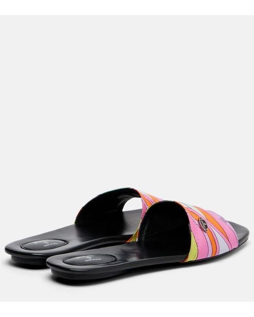 Emilio Pucci White Yummy Iride Twill Slides