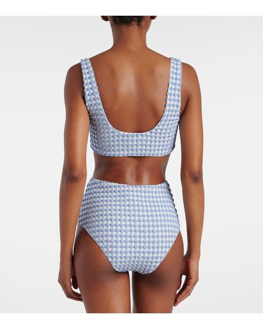 Jonathan Simkhai Blue Ainsley Gingham Bikini Top