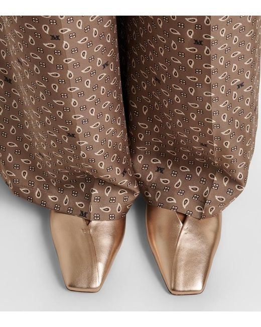 Max Mara Natural Metallic Leather Mules
