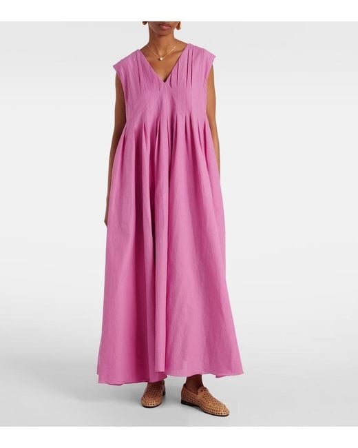 Max Mara Purple Max Mara Piega Ramie And Cotton Pleated Maxi Dress