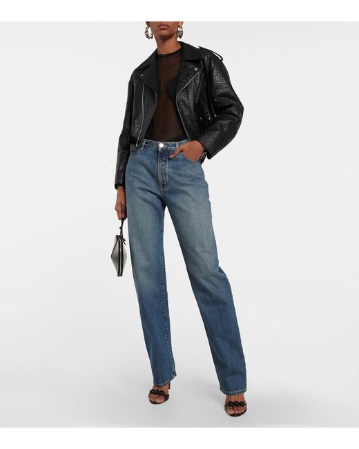 Alaïa Blue Lover Low-Rise Straight Jeans