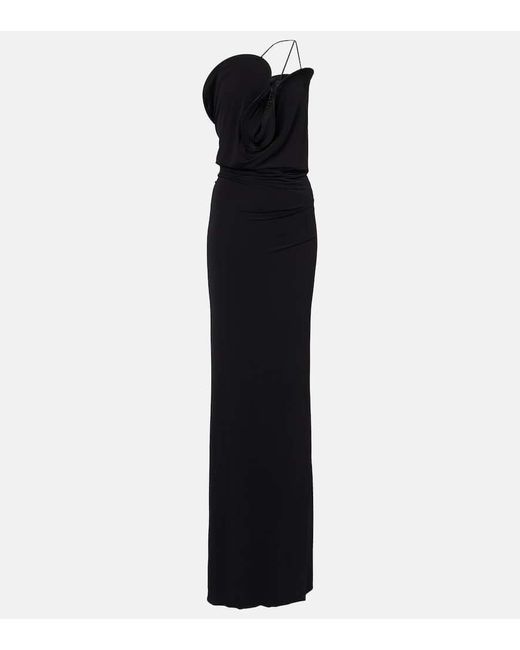 Christopher Esber Black Asymmetric Jersey Midi Dress