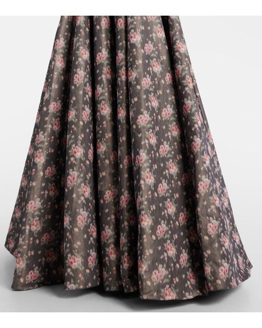 Markarian Black Laila Floral Taffeta Corset Gown