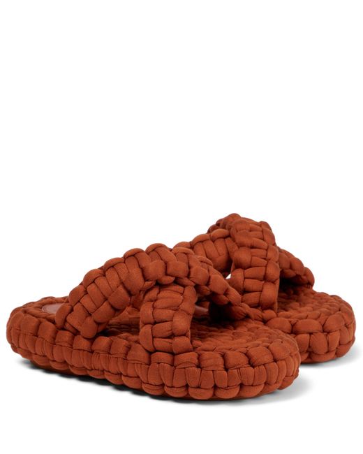 ChloÃ© Rubber Kamy Braided Platform Slides in Brown | Lyst