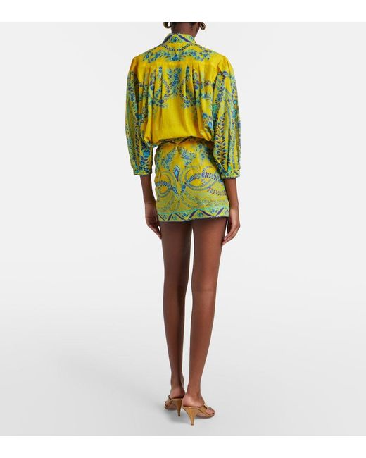 Etro Green Floral Cotton Beach Cover-Up