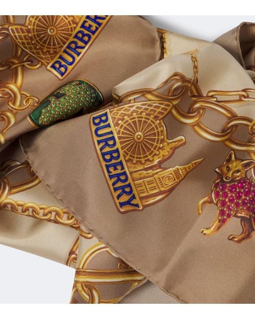 Burberry Metallic Printed Silk Twill Scarf