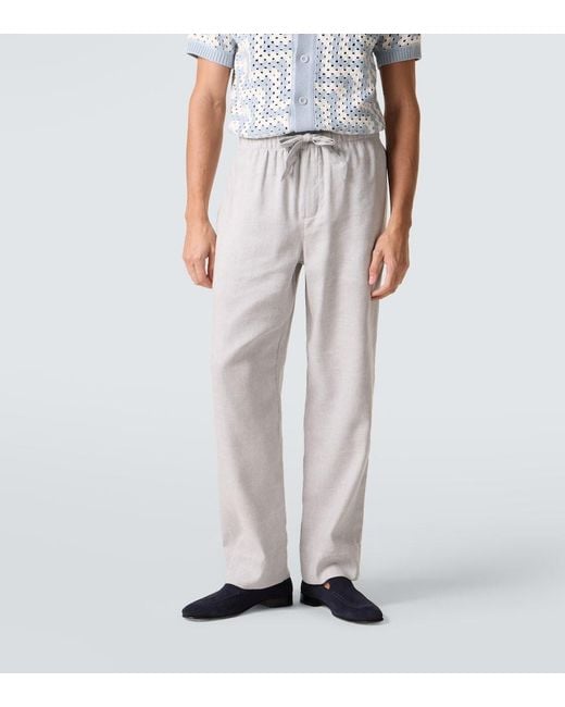 Frescobol Carioca Gerade Hose Luan Aus Leinen Und Baumwolle in Gray für Herren