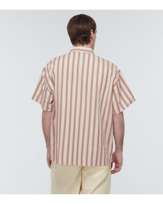 Commas Pink Striped Cotton And Linen Shirt for men