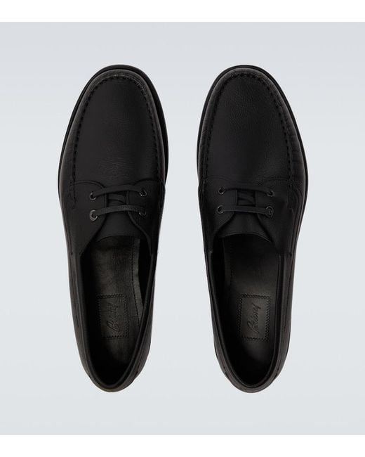 Brioni Black Leather Loafers for men