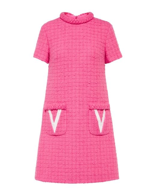 Valentino Wool Tweed Minidress in Pink - Lyst