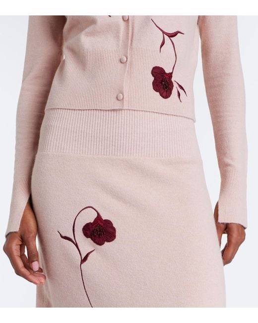 Erdem Pink Floral-Applique Cardigan