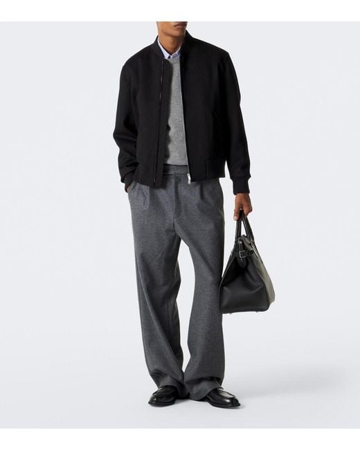 Lardini Black Virgin Wool Bomber Jacket for men