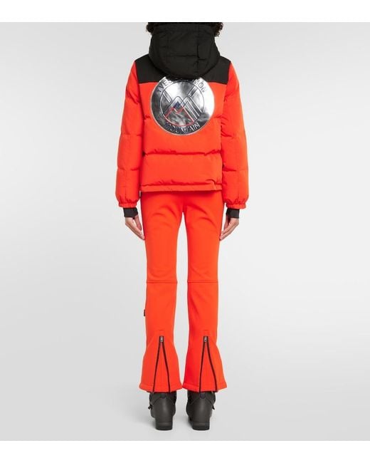 Yves Salomon Red Hooded Ski Down Jacket