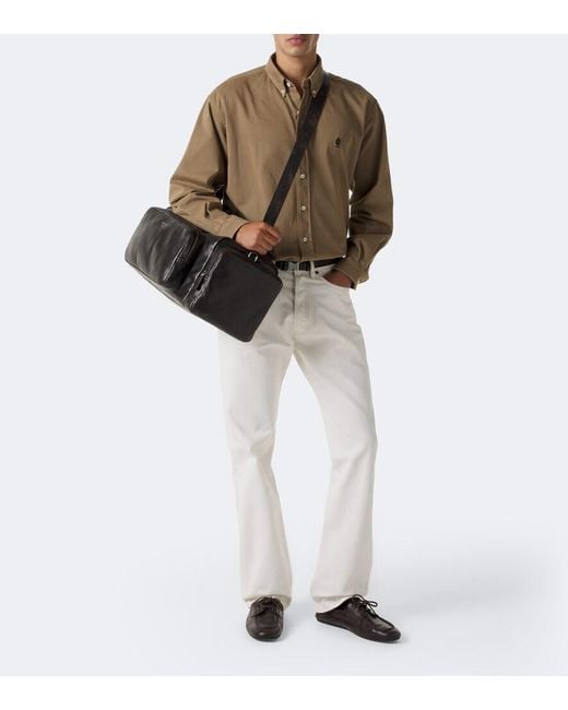 Prada Black Distressed Leather Duffel Bag for men