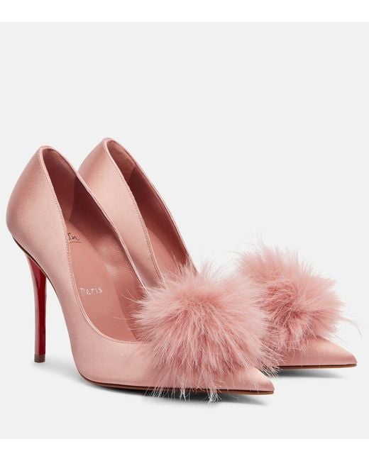 Christian Louboutin Pink Alana 100 Embellished Crepe Satin Pumps