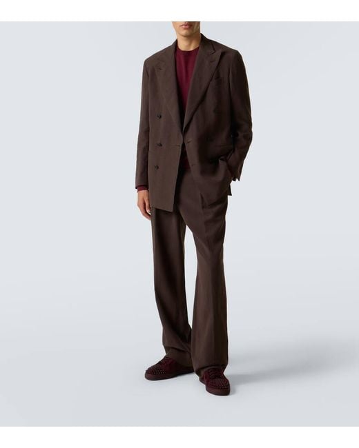 Christian Louboutin Red Louis Junior Spikes Suede Sneakers for men